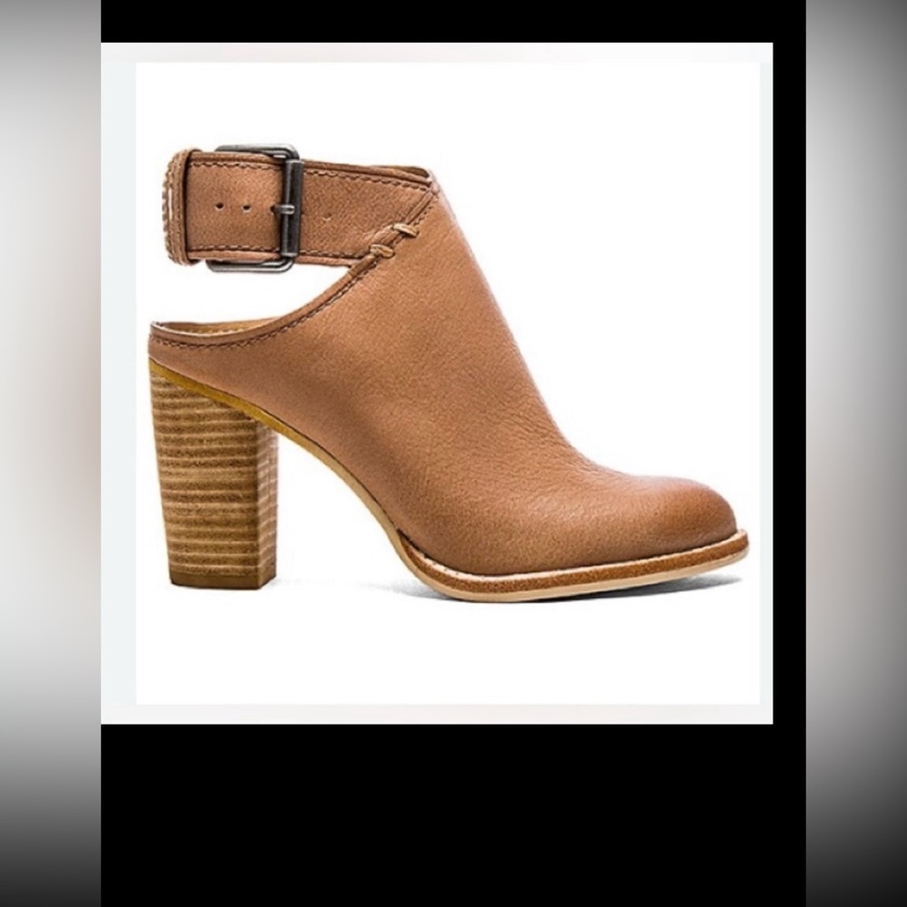 Dolce Vita Jacklyn Leather Bootie Wood Block Heel in Distressed Camel Tan Size 6